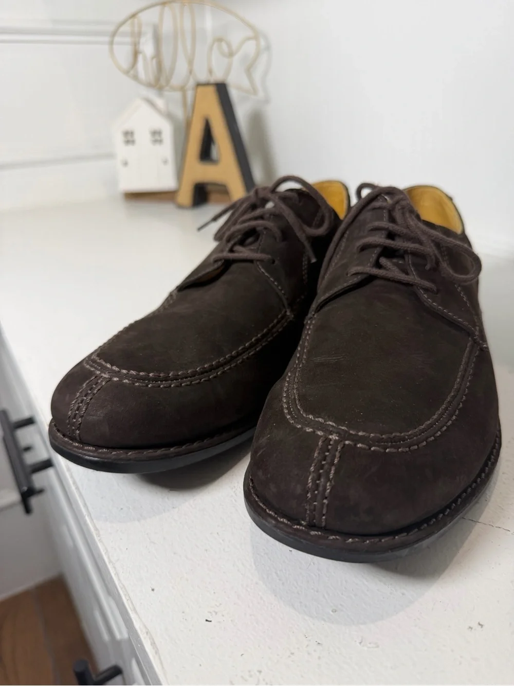 Sandro Moscoloni Men's 12D Brown Suede Oxford Shoes Comfort Soft Gel Lace Up